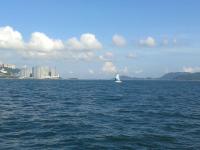 Sailing between HK island and Lamma island